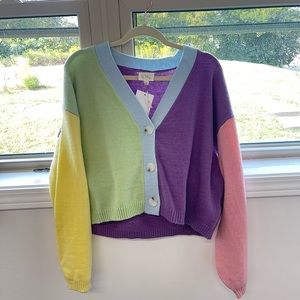 Color block cropped cardigan